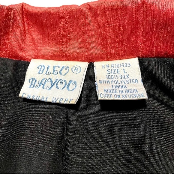 Orange Silk Button-down Blazer Jacket Top Large Artsy Beaded - Picture 11 of 15